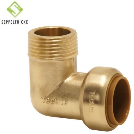 Steckfitting Messing 90° Winkel AG x Steck, 18mm x 1/2", Tectite T092G