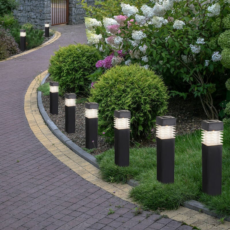 Lampes à brancher, lampes solaires, lampadaires, lampes d'extérieur, lampes de jardin, batterie rechargeable IP44, finition gris satiné, led 0,06