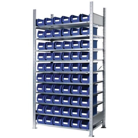 Steckregal H2000xB1000xT300mm Grundregal 10 Stahlböden 60 x Gr. 5 blau