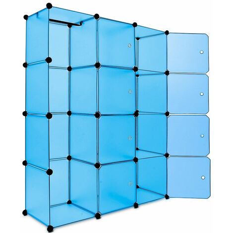 monzana® Kleiderschrank DIY Schrank Regalsystem Steckregal Garderobe Schuhregal 600 Liter, blau_