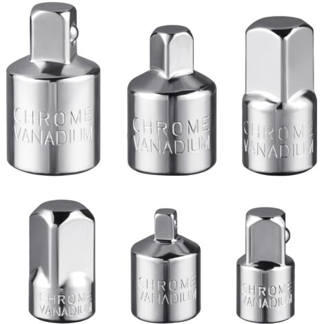Steckschlüssel-Adapterset, 6-teilig, Ratschenadapter, Steckschlüssel-Reduzierstücke 1/2" auf 3/8", 3/8" auf 1/2", 3/8" auf 1/4", 1/4" auf 3/8", 1/2" auf 1/4", 1/4" auf 1/2" für Ratschen und Steckschlü
