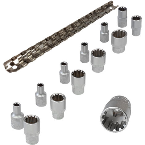 Steckschlüssel-Einsatz-Satz Gear Lock  Antrieb Innenvierkant 6,3 mm (1/4")  13-tlg.