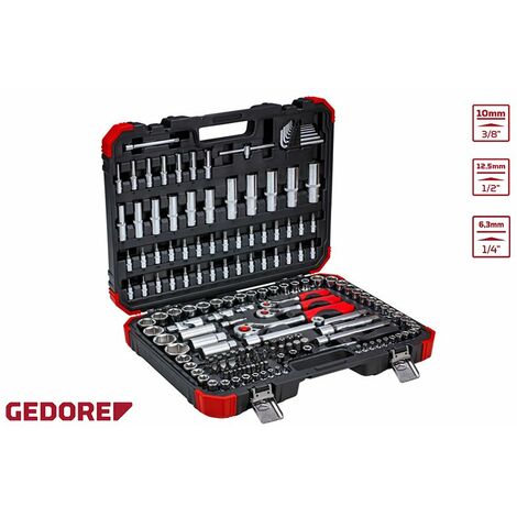 Steckschlüssel-Satz 1/4 + 3/8 + 1/2 172-teilig Gedore red