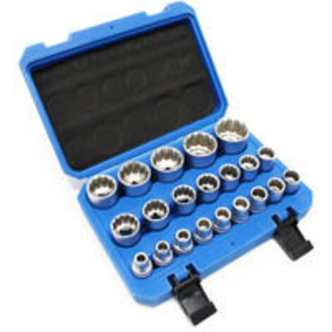 Steckschlüsselsatz 1/2 (12,7 mm) 21-teilig Zwölfkant 8-36 mm Vielzahn Bits Drehmomentschlüssel