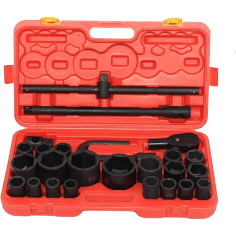 Steckschlüsselsatz 26-Tlg, 3/4"&1" Zoll 21-65mm Profi Stecknüsse Auto Nusskasten LKW Ratschenkasten für Haus Autoreparaturen Oder Mechanische Geräte
