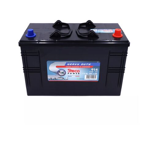 Stecopower – Batterie heavy duty 12V 110Ah 800A 345x173x233 mm – Démarrage rapide à froid – Compatible poids lourds – 914