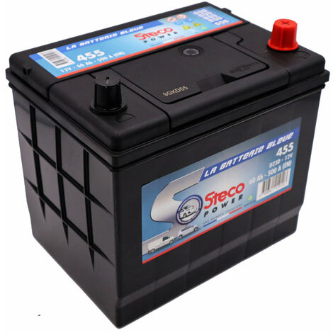 Stecopower – Batterie 12V 60Ah 500A – Démarrage rapide en conditions froides – Compatible véhicules avec équipements supplémentaires – Dimensions 230x173x220mm
