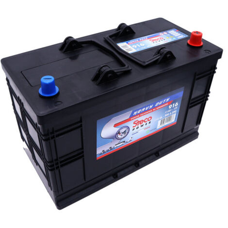 Stecopower – Batterie de démarrage 110Ah 800A 12V – Heavy Duty pour poids lourds et engins de chantier – Dimensions 345x173x233mm