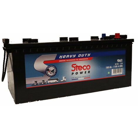 Stecopower – Batterie poids lourd 12V 180Ah – Démarrage rapide à froid – Intensité 1100A – Dimensions 512x223x220mm – Polarité gauche