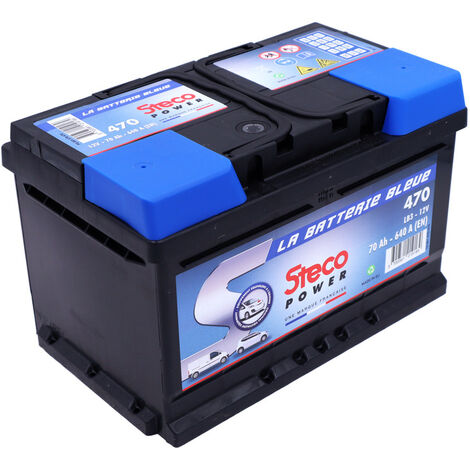 Stecopower – Batterie voiture 12V 70Ah 640A – Longévité exceptionnelle – Sans entretien – Performante par temps froid – Compatible équipements standards