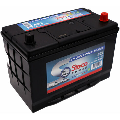 Stecopower – Batterie voiture 12V 95Ah 800A – 492 – Performante pour démarrage rapide – Sans entretien et compatible véhicules standards