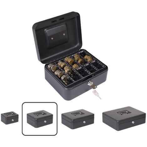 Steel Cash Box with Key Tray Portable Safe for Money Storage Transport