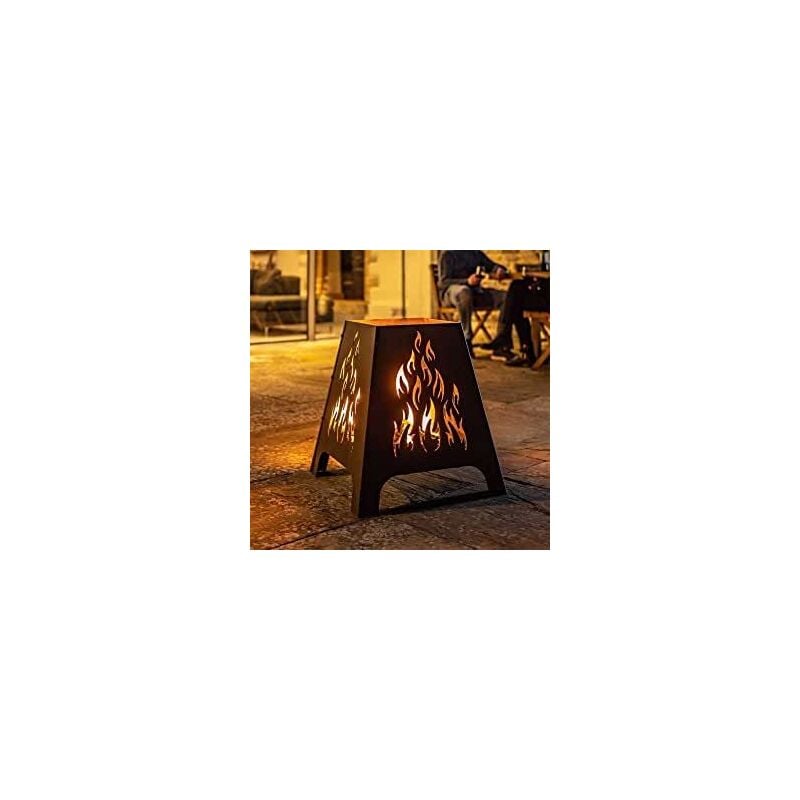 Marco Paul - Steel Flame Design Fire Basket Laser Cut Metal Outdoor Fire Pits for Garden Patio Decking Rustic Log Burner Wood Basket Burner Heating