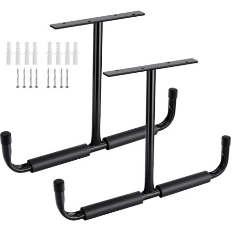 Steel Garage Ceiling Storage Hook, Heavy Duty Storage Rack for Hanging Lumber, Bikes, Tools, Wood, Heavy Duty Storage System, (2 Pack, Black)