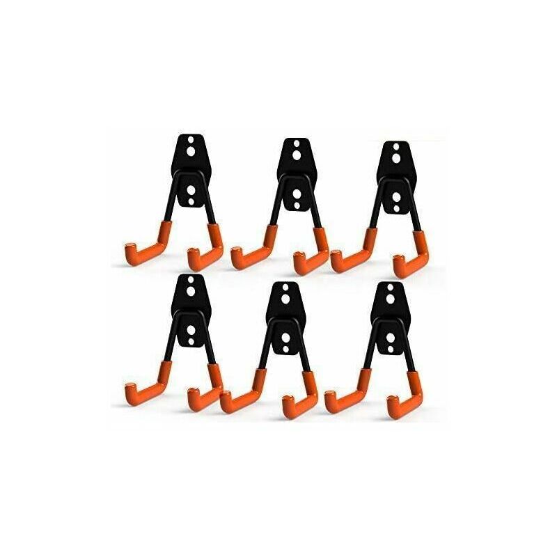 Hoopzi - Steel Garage Storage Utility Double Hooks, Heavy Duty for Organizing Power Tools, Small u Hooks (pack of 6)