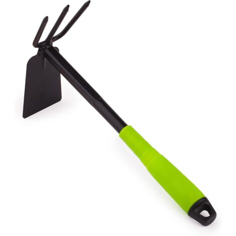 Steel Garden Hoe – Double Hoe with Blade and 3 Teeth for Softening Weeding and Digging – Garden Hand Hoe – 65 mm Wide