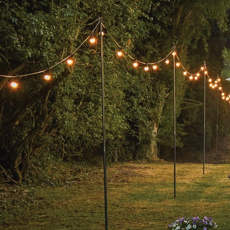 Steel Metal Pole for Outdoor Festoon Lights 1.8m or 2.4m  Garden Hanging Lantern String Lighting