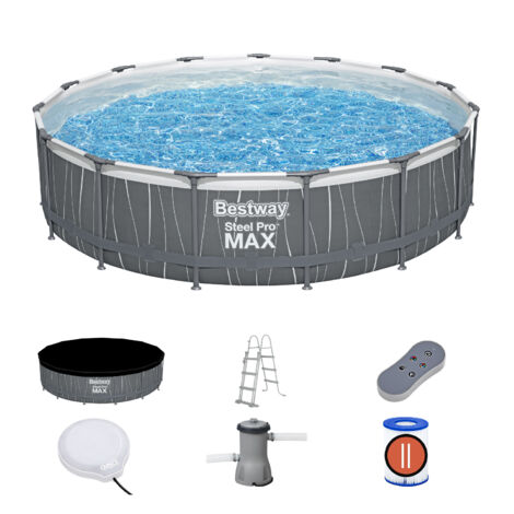 Steel Pro MAX™ Frame Pool Komplett-Set mit Filterpumpe Ø 457 x 107 cm, LED-Design, rund