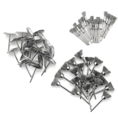 Steel Rotary Brush for 60Pcs 3mm Shank Wire Wheel Brush Mini Drill--