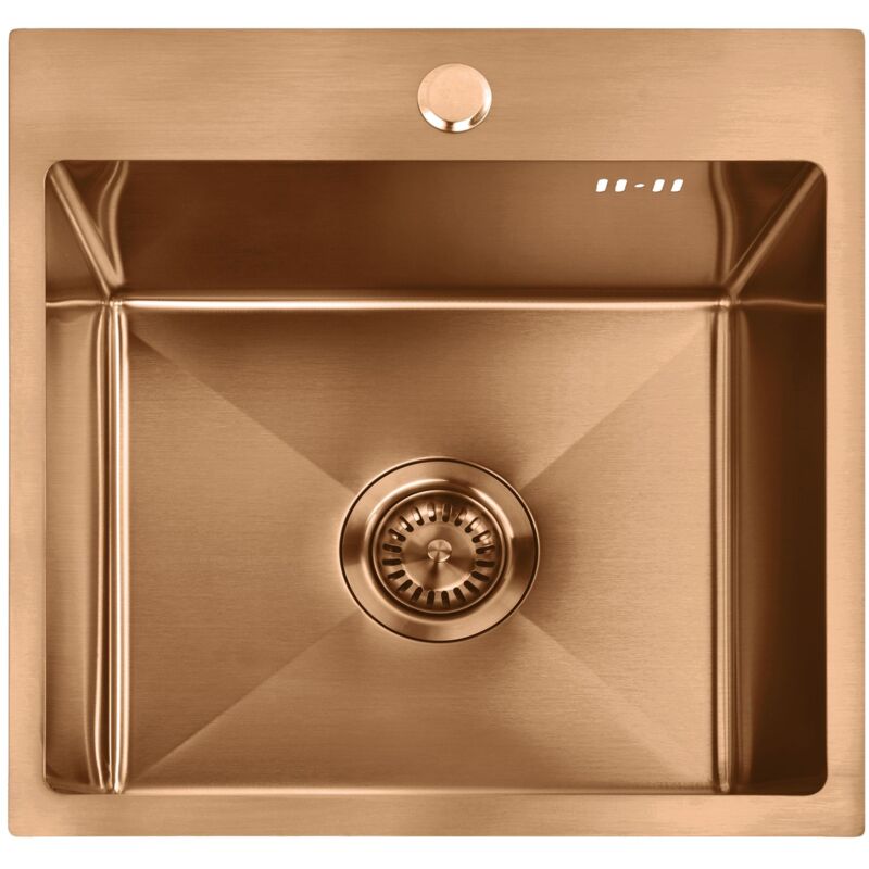Steel Sink + Kitchen Tap Rea Leo Brush Copper 40