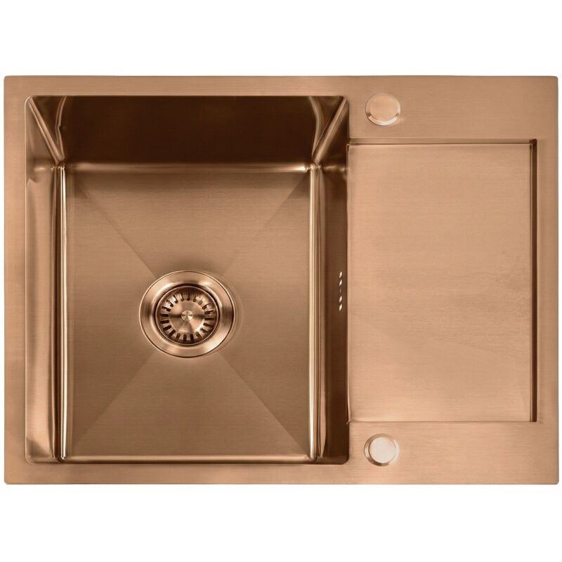 Steel Sink + Kitchen Tap Rea Paul Brush Copper