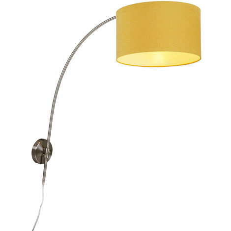 main image of "Steel wall arc lamp with shade yellow 35/35/20 adjustable"