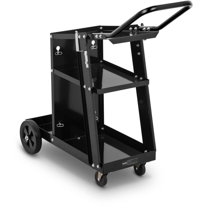 Steel Welding Cart With Handle Welding Trolley Welder Angled Top 3 Shelves 80kg