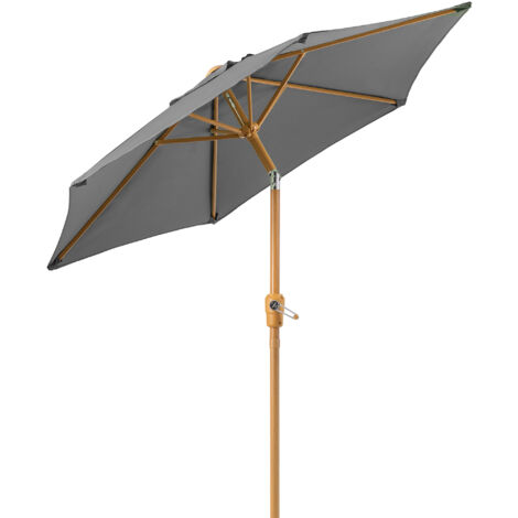 Steel Wood Effect Parasol 2m - Grey