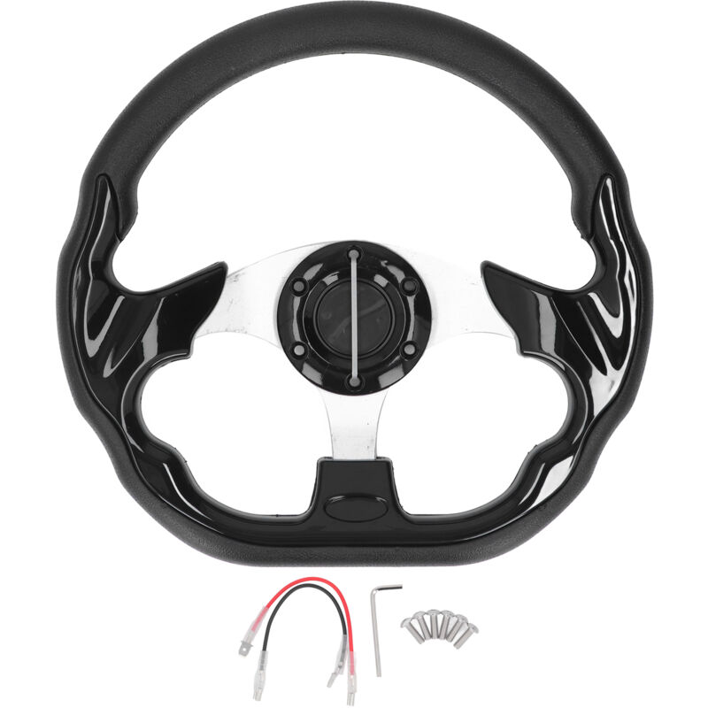 Steering Wheel Black pu Leather Racing Style Comfortable Grip Modification Steering Wheel Replacement for Car