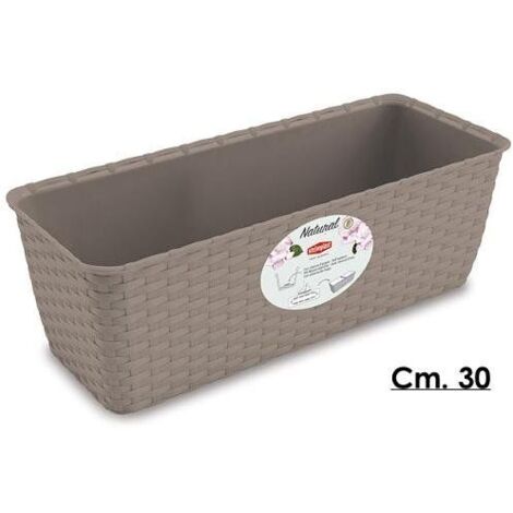 Stefanplast 2076014 Natural Jardinière avec Système d\'Auto-Arrosage Gris Tourterelle 30 x 13 x 11 cm