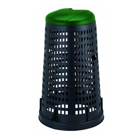 Stefanplast 24705 Trespolo con Coperchio, Plastica, Nero/Verde