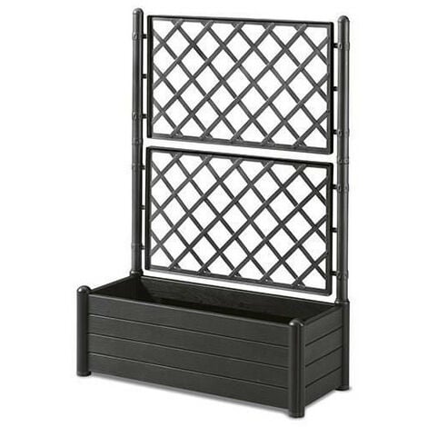 STEFANPLAST Bac a fleurs rectangulaire avec treillis - Finition en bois - 100 x 43 x H 142 cm - 80 L - graphite