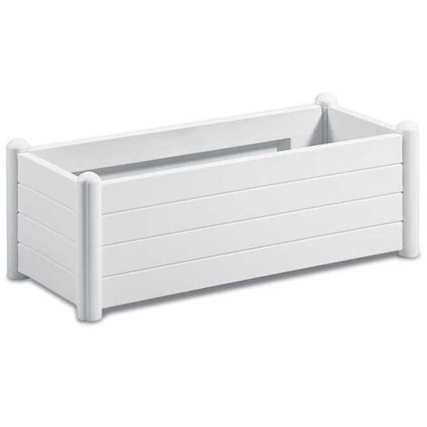 STEFANPLAST Bac a fleurs rectangulaire - Finition en bois - 100x43xH35cm - 80L - Blanc