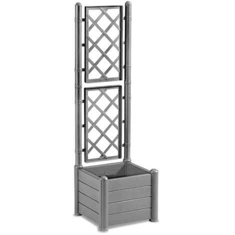 Stefanplast Bac à plantes carré Italia moka 43 x 43 x 142 cm + treillis