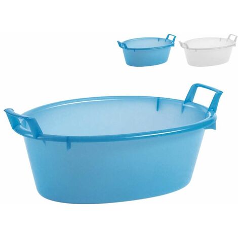 Stefanplast Bacinella Ovale in Plastica - Azzurro/Bianco - 55 cm