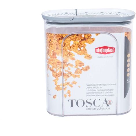 Stefanplast Barattolo Portacereali Tosca 2 Litri Grigio-Bianco