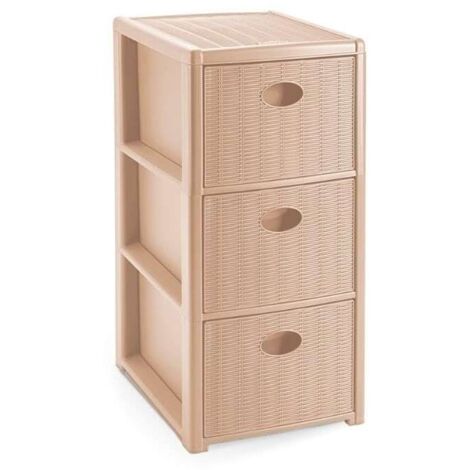 Stefanplast Cassettiera 3 posti Elegance Cashmere 30x40 H 60 cm - Polipropilene - Super resistente - Fornita montata - 4 ruote