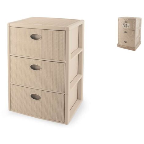 Stefanplast Cassettiera 3 posti Elegance Cashmere 40x40 H60 cm - Polipropilene - Super resistente - Fornita montata - 4 ruote