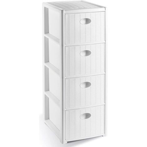 Stefanplast Cassettiera 4 Posti Elegance Bianca 30x40 H80 cm - Polipropilene - Super Resistente - Fornita Montata