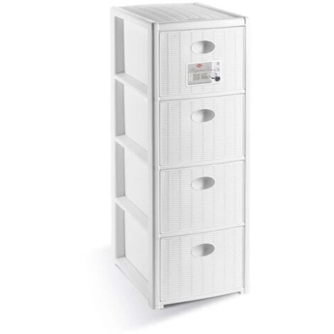 Stefanplast Cassettiera 4 Posti Elegance Bianca 30x40 H80 cm - Polipropilene - Super Resistente - Fornita Montata