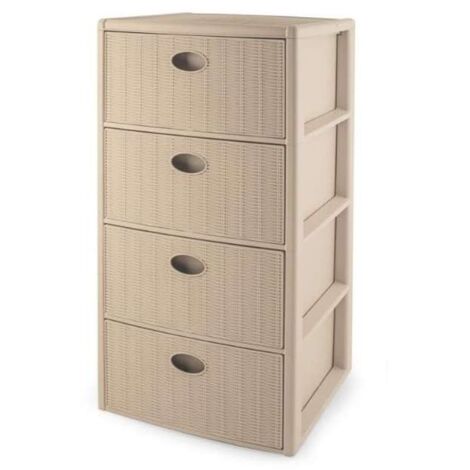 Stefanplast Cassettiera 4 posti Elegance Cashmere 40x40 H80 cm - Polipropilene - Super resistente - Fornita montata