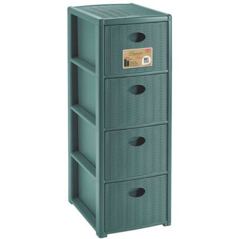 Stefanplast Cassettiera 4 posti Elegance Green 30x40 H 80 cm - Polipropilene riciclato - Super resistente - Fornita montata