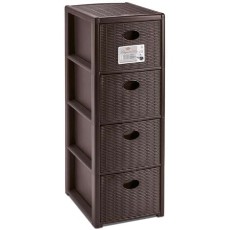 Stefanplast Cassettiera 4 posti Elegance Moka 30x40 H80 cm - Polipropilene - Super resistente - Fornita montata