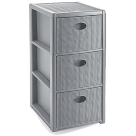 Stefanplast Cassettiera Elegance 3 Cassetti Grigio 30x40 H60 cm - Polipropilene Super Resistente - Portaoggetti con Ruote