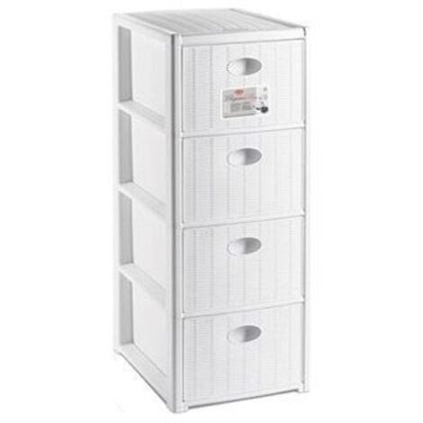 Stefanplast Cassettiera Elegance Slim, 4 cassetti (Bianco)
