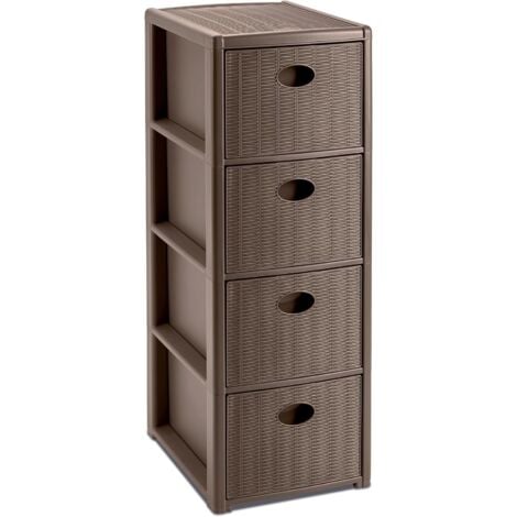 Stefanplast - Cassettiera Elegance Slim 4 Cassetti Salvaspazio cm 30x40x80h, Tortora