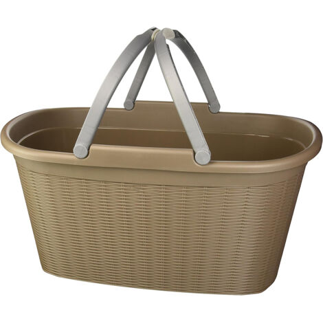 Stefanplast Cesta Rettangolare 38x58x29,5cm Tortora con Manici Elegance