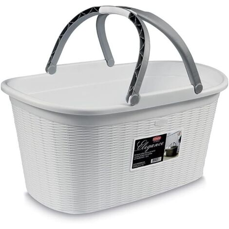 Stefanplast Panier Rectangulaire 38x58x29,5cm Blanc Avec Élégance Poignées 2042