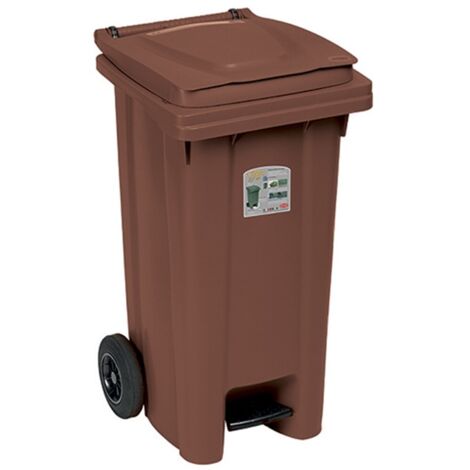 Stefanplast pattumiera marrone con pedale,120 litri