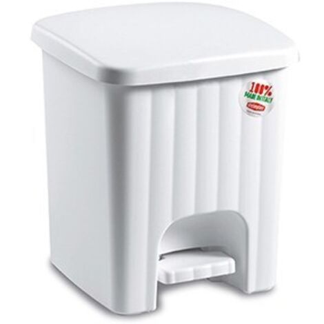 Stefanplast Pedalina bianca, pattumiera da bagno 4.5 lt con secchio estraibile